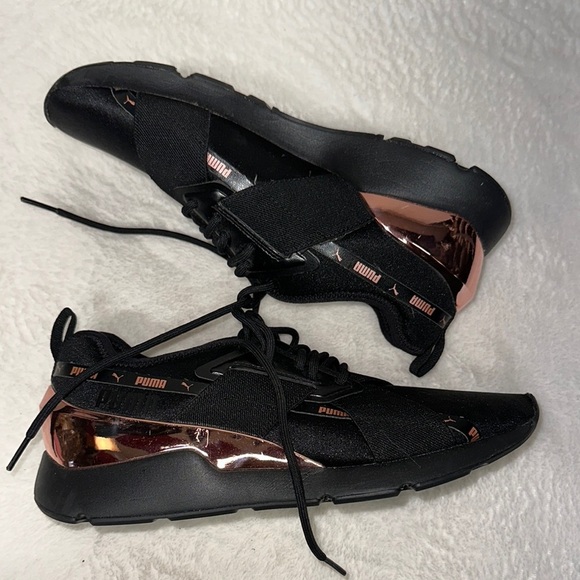 Puma Muse X-2 Black Sneakers with Mesh Upper and Cushioned Midsole - Picture 1 of 14